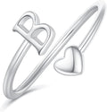 Initial Rings for Women Girls - Valentines Day Gifts for Her, Adjustable Rings for Women Non Tarnish Letter A-Z Dainty Heart Ring Teen Girls Gifts Trendy Stuff Personalized Jewelry Gift