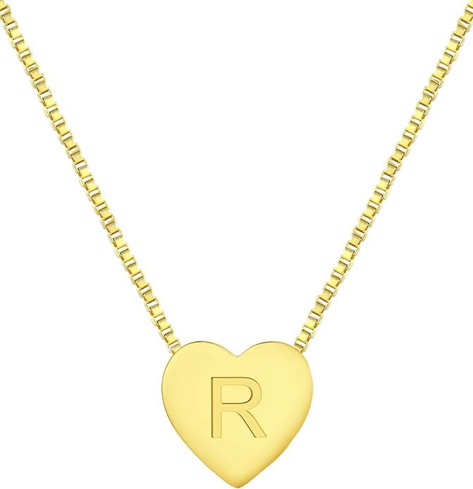 YL Initial Necklace 925 Sterling Silver Heart Letter Pendant A-Z Alphabet Cubic Zirconia Jewelry for Women