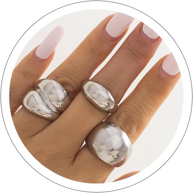 Sora Tuki Rings for Women Chunky Rings Set Adjustable Stackable Ring for Women Bold Thick Statement Ring Trendy Chunky Jewelry