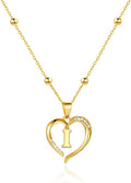 Cicy Bell Womens Heart Initial Necklace for Women 18k Gold Plated Shell Personalized Letter Pendant Necklace 17.7'' with 2'' Extender