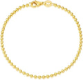 14K Yellow Gold 6-13 Inch 1.2mm-3.2mm Chain Bracelet Anklet for Women, Cuban Link Curb/Rope/Paper Clip/Round Snake/Herringbone/Bead/Water Wave, Thin Gold Chain Bracelet Durable Strong Real 14k Gold Chain Bracelet Anklet