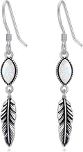 Feather Earrings for Women 925 Sterling Silver Western Boho Drop Dangle Earrings Vintage Feather Jewelry Gifts