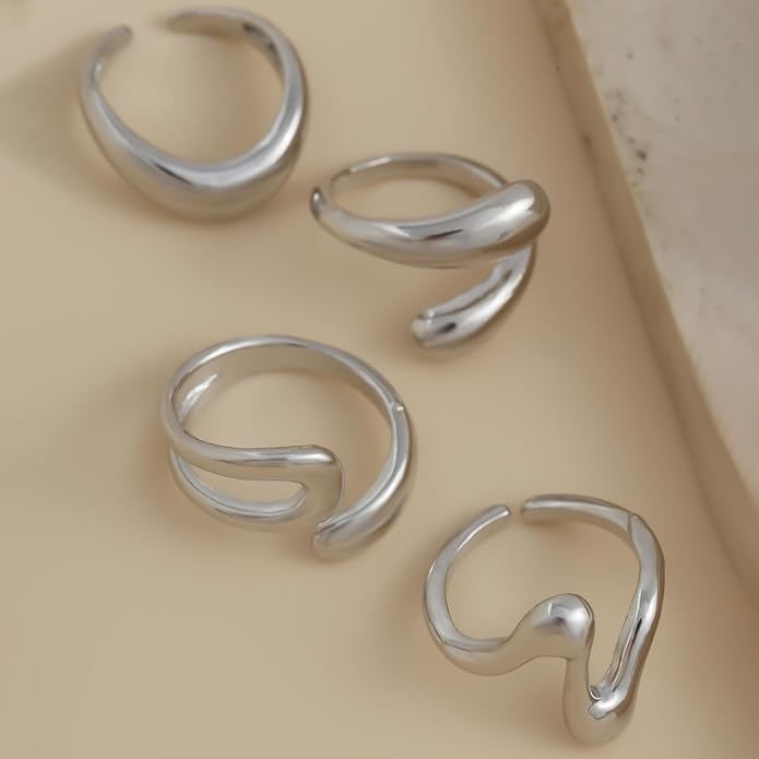 Sora Tuki Rings for Women Chunky Rings Set Adjustable Stackable Ring for Women Bold Thick Statement Ring Trendy Chunky Jewelry