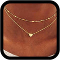 Tgirls Layered Heart Choker Necklace Tiny Puffy Heart Pendant Necklaces Ball Collar Jewelry for Women