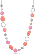 BULINLIN Beaded Long Necklace for Women Silver Sweater Chain Necklace with Crystal Resin Beads, Fashion Jewelry Necklace