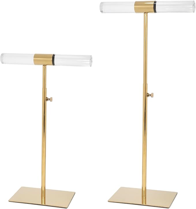 Acrylic Jewelry Towers - Stainless Steel Long Necklace Stand, Adjustable Height Tabletop Jewelry Organizer for Home & Boutique