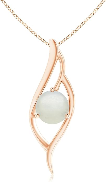 Angara Natural Moonstone Pendant for Women | Moonstone Angel Wing Bypass Pendant in 14K Solid Gold/Platinum With 18" Chain | Birthday, Anniversary, Gemstone Jewelry Gift