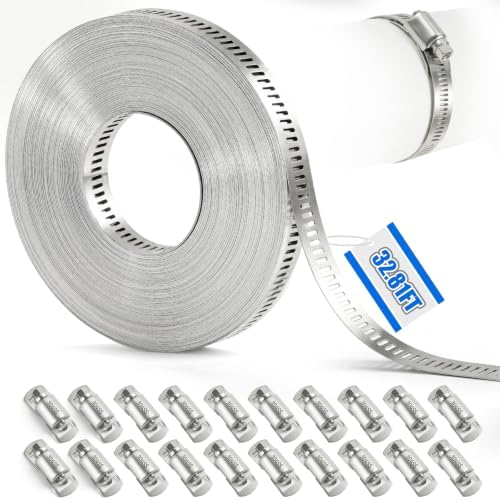 32.81FT Hose Clamp Band Kit, 304 Stainless Steel Worm Gear by Unknown