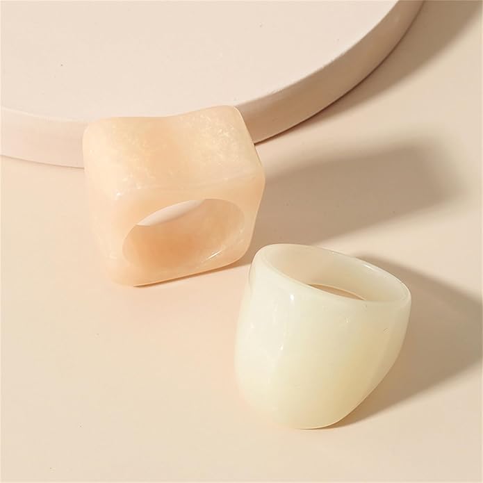 Multicolor Resin Chunky Rings for Women,Acrylic Plastic Rin Knuckle Finger Cute Trendy Aesthetic Y2k Statement Ring Vintage Simple Geometric Rings Jewelry