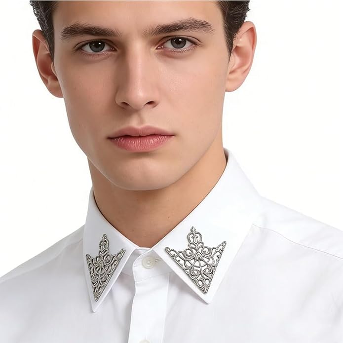 5 Pairs Retro Hollow Pattern Shirt Collar Brooches For Women And Men Gold Plated Triangle & Simple Elegant Double Leaf Collar Pin Brooches Gold Silver Plant Brooch Jewelry