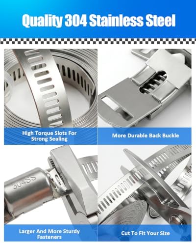 32.81FT Hose Clamp Band Kit, 304 Stainless Steel Worm Gear - Image 4
