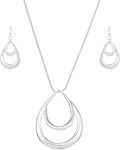 Madison Tyler Gold Plated Jewelry Set for Women | Silver Teardrop Pendant Necklace Trendy | Long Necklace with Snake Chain | Fashion Dangle Earring Set