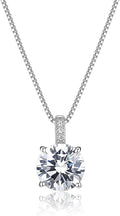 MISS MIMI Solitaire Cubic Zirconia Necklace for Women, 1–3 CT Round,Heart,Princess Cut CZ Options, Bezel or Prong Set in 925 Sterling Silver, Adjustable 16–20" Minimalist Everyday Jewelry