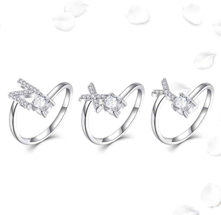 STARCHENIE Adjustable Initial Ring for Women 925 Sterling Silver Letters A-Z 26 Alphabet Rings Size 7