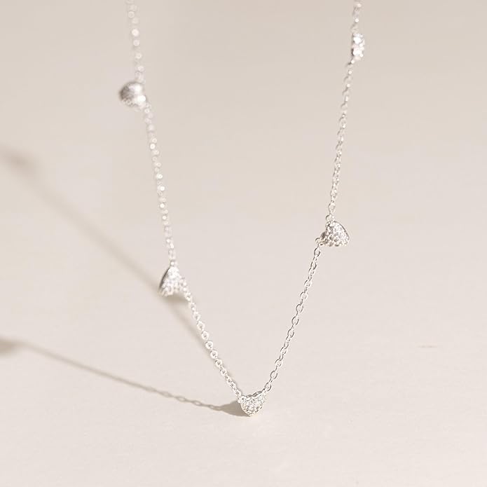 VRIUA Necklaces for Women - 14K Gold/Silver Plated Dainty Chain Necklace with Five Charms: Diamond, Bow, Snowflake, Cross, Flower, Clover, Butterfly, Heart, Star of David, and Star Trendy Jewelry