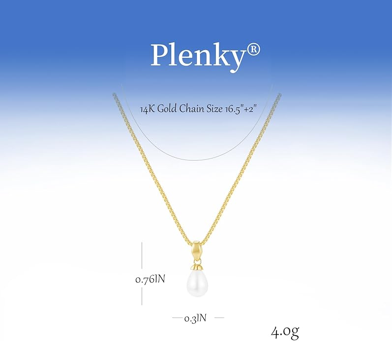 Pearl Necklaces for Women-14k Gold Plated Layered-Single Pearl Necklace Simple Pearl Choker Necklaces for Women Trendy Cute Gold Necklace Jewelry for Women Gifts