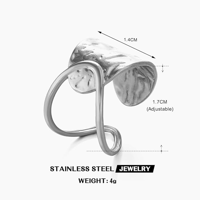 Chunky Rings For Women, Gold Silver Thumb Ring Asymmetrical Wavy Curve Ring Adjustable Non Tarnish Dainty Stainless Steel New Year Anniversary Birthday Jewelry Gift