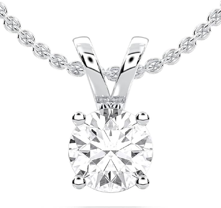14K Yellow/White Gold Pendant Necklace With 0.50-1.00 TCW Lab Grown Diamond in Pear/Round Shape (E-F Color, VVS-VS), Adjustable Length from 15"-16.5", IGI Certified, Necklaces For Women, Gift For Her