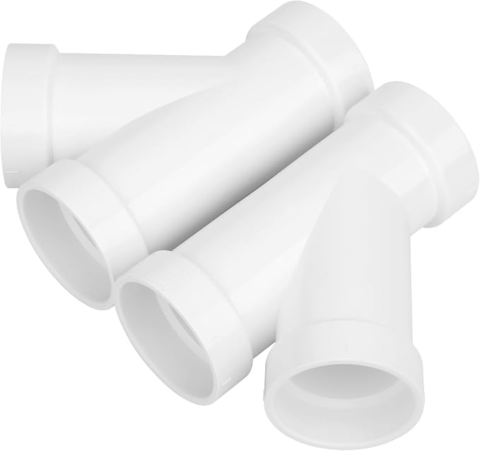 2Pack 2" PVC 45 Degree Wye DWV Pipe Fittings SCH40 PVC DWV Sanitary Y-TEE Pipe - Image 5