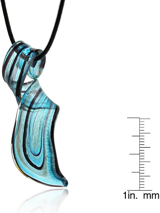 BESHEEK Murano Inspired Twist and Twirl Glass Pendant Necklace for Women Handcrafted Artisan Hypoallergenic Italian Style Jewelry