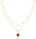 14K Gold-Plated Women's Double-Layer Birthstone Necklace Delicate Round Birthstone Pendant with a Simple Necklace, a Birthday Gift for Women Teenage Girls