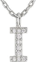 JTV Sterling Silver Initial Necklace for Women, 0.13 CTW White Cubic Zirconia Letter Pendant, Rhodium-Plated, Personalized Monogram Jewelry, Gift Box Included, 18”