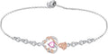 Birthstone Charm Link Bracelet 925 Sterling Silver Rose/Heart/Mom Bracelet with 12 Months Birthstone Mother's Day Gift Jewelry Gifts for Women,Chain Length 7"+2" Extend