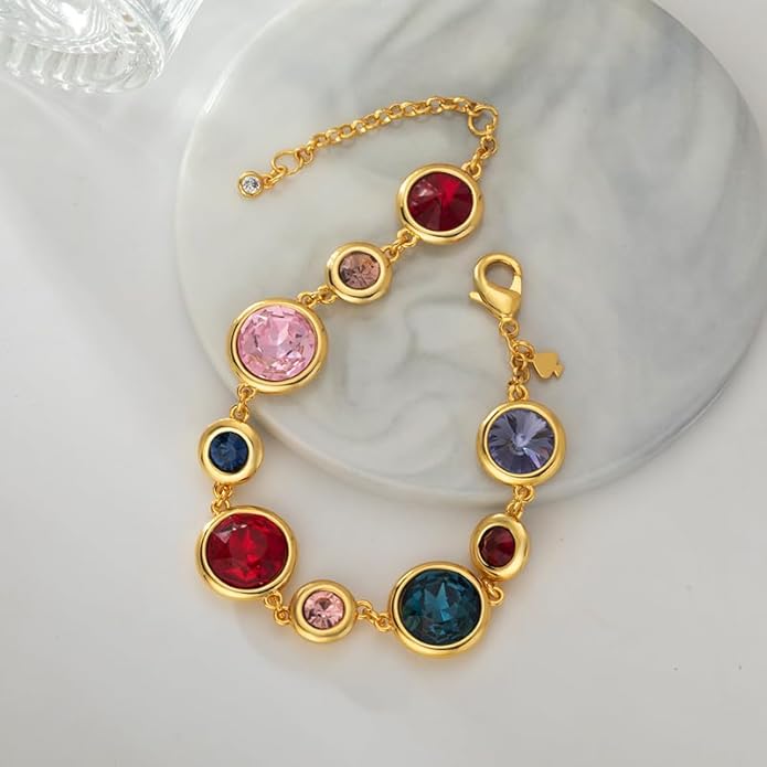 Women's Bracelet Colorful Zircon Geometric Circle Alloy Jewelry Fashion Luxury Gift for Daily Office Wear