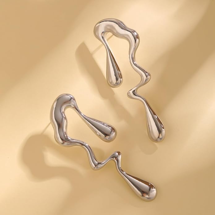 Irregular WaterDrop Earrings, Melted Liquid Irregular Stainless Steel Earrings, Embrace Minimalist Earrings, Statement Earrings for Women