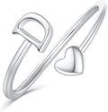 Initial Rings for Women Girls - Valentines Day Gifts for Her, Adjustable Rings for Women Non Tarnish Letter A-Z Dainty Heart Ring Teen Girls Gifts Trendy Stuff Personalized Jewelry Gift