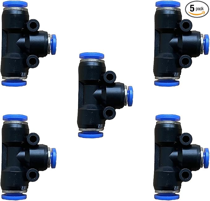 5 Pcs 6mm x 4mm x 6mm Pneumatic T Shaped 3 Way Tube Reducer Connector, Quick by ROZESAZZ