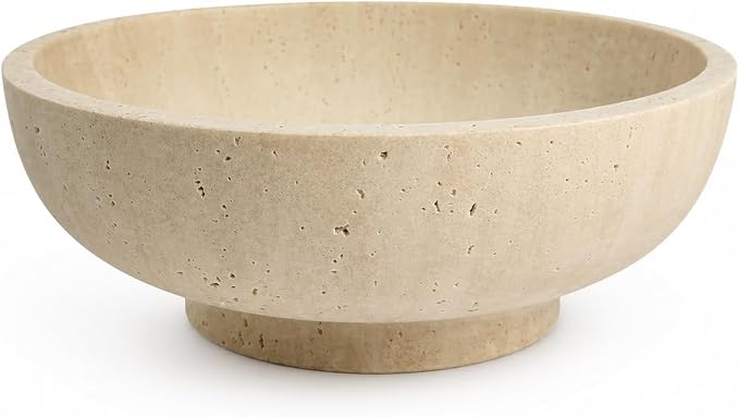 LIN CHUAN Decorative Bowl, Large Fruit Bowl, Travertine Yellow | Fruit Bowl by LINCHUAN
