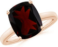 Angara Cushion Garnet Solitaire Ring in Sterling Silver/14K Solid Gold/Platinum | Natural Garnet Solitaire Ring for Women | January Birthday, Anniversary, Gemstone Jewelry Gift