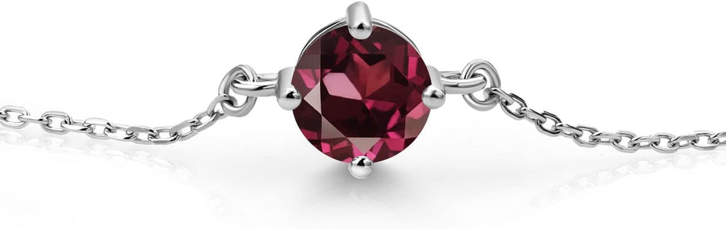 Gem Stone King Gemstone Birthstone Solitaire Bracelet For Women | 925 Sterling Silver | Round 6MM | Gift for Her Women Wife Mom Lady Daughter | Adjustable Bolo Bracelet | Easy-On Easy-Off