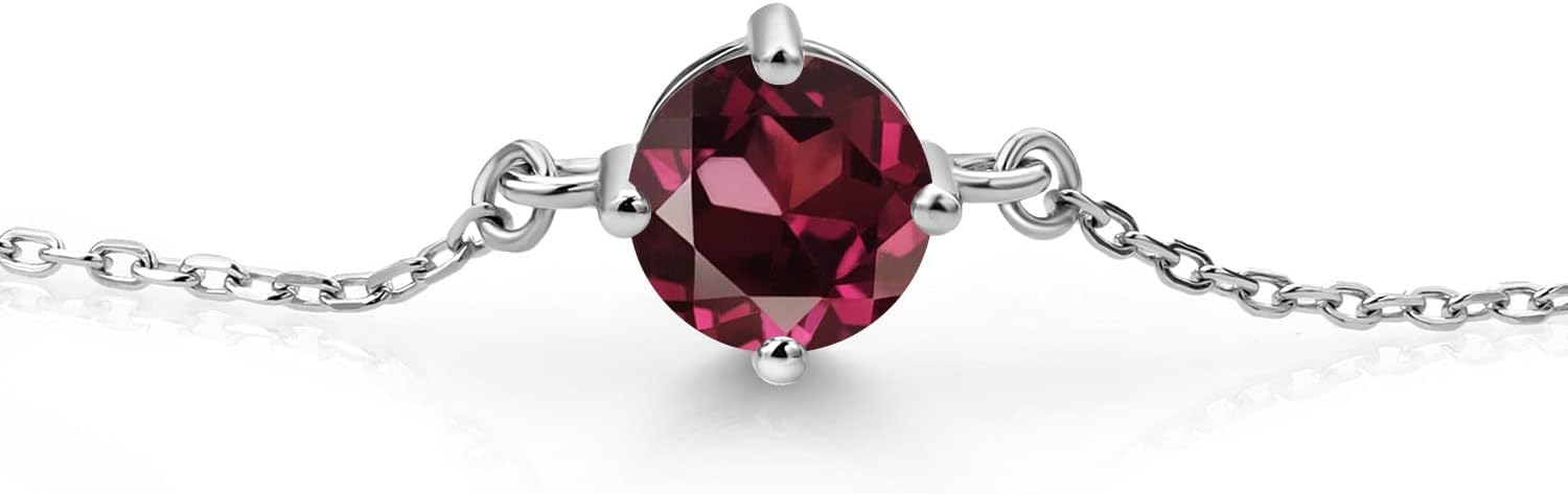 Gem Stone King Gemstone Birthstone Solitaire Bracelet For Women | 925 Sterling Silver | Round 6MM | Gift for Her Women Wife Mom Lady Daughter | Adjustable Bolo Bracelet | Easy-On Easy-Off