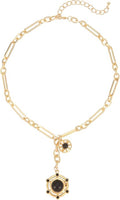 14K Gold-tone Sun Pendent Necklace for Women Chunky Gold Plated Necklace Unisex