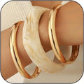 3PCS Chunky Acrylic Bangle bracelets Set for Women Resin Bangle Gold Bracelet Stack Fashions Thick Acetate Statement Trendy Jewelry Set