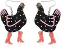 Acrylic Boot Big Chicken Earrings,Funny Colorful Boots Chicken Drop Dangle Earrings,Cock Hen Foot Chicken Earrings for Women Farm Design Lovely Gift