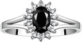 Rylos 14K White Gold Classic Halo Ring: Diamonds, 6X4MM Oval Gemstone - Birthstone Jewelry for Women - Stunning Diamond Gold Ring Sizes 5-10