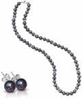 Midnight Spell Black Pearl Necklace with Matching Earrings, Black Pearl Jewelry Set, Jewelry Set for Her #1333-0360