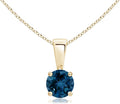 Angara Natural Blue Topaz Solitaire Pendant for Women | Classic Prong-Set Round Blue Topaz Pendant in 14K Solid Gold/Silver/Platinum With 18" Chain | December Birthday, Gemstone Jewelry Gift