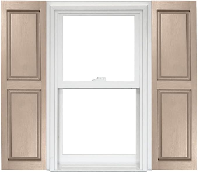 Homeside Raised Panel Vinyl Shutter 1 Pair 14-1/2in. x 47in. 730 Sandstone by Polaris