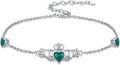 Infinity Love Heart/Claddagh Bracelet for Women 925 Sterling Silver Charm Link Bracelet Adjustable Valentine’s Day Jewelry Gift for Her