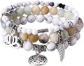 UEUC Tree of Life Yoga Healing Stone Bracelets,Multilayer Lotus Chakra Stone Reiki Bracelet Sets,Anxiety Crystal Natural Stone,for Women Stress Relief