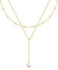 OGD Gold Pearl Necklaces Set for Women 14K Gold Plated Dainty Layered Pearl Cute Daisy Pearl Choker Gold Necklace Gifts for Women Gold Trendy Jewelry Gifts