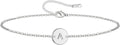 Personalized Initial Bracelet for Women Stainless Steel Letters Bracelet Delicate Coin Dainty Disc Alphabet Charm Bracelet Monogram Name Bracelet