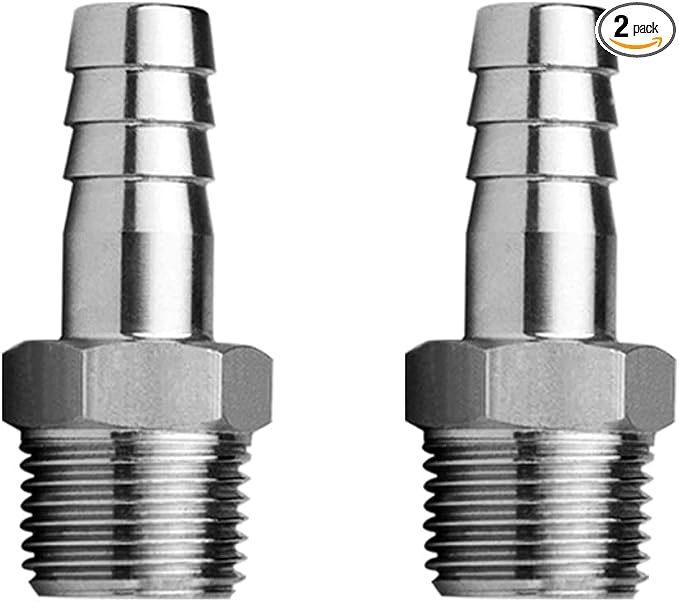 Stainless Steel Hose Barb Fitting 5/8" Hose Barb to 1" NPT Male Thread by Fitvell