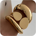 SAMOCO 3Pcs Chunky Gold Bangle Bracelets for Women Trendy Wide Wrist Cuff Bracelets Stack Statement Bangle Fashion Gifts