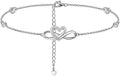 Moissanite Infinity Anklet for Women, Real Authentic 925 Sterling Silver Hypoallergenic, Beautiful Summer Jewelry, Dainty Ankle Bracelet, 8.6-10.6inch (21-26cm) Adjustable