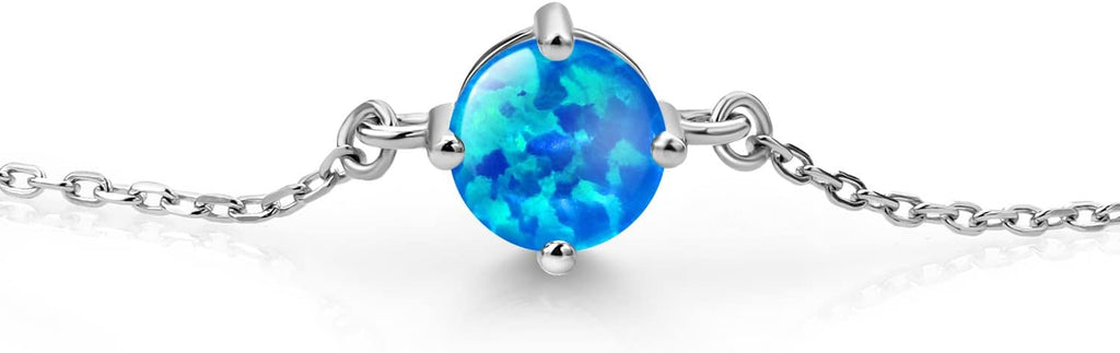 Gem Stone King Gemstone Birthstone Solitaire Bracelet For Women | 925 Sterling Silver | Round 6MM | Gift for Her Women Wife Mom Lady Daughter | Adjustable Bolo Bracelet | Easy-On Easy-Off